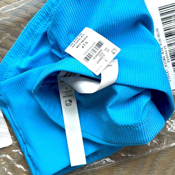 PINK Bralette Base Stretch Micro Ribbed Sky Blue Bandeau Bra Small - Picture 10 of 10